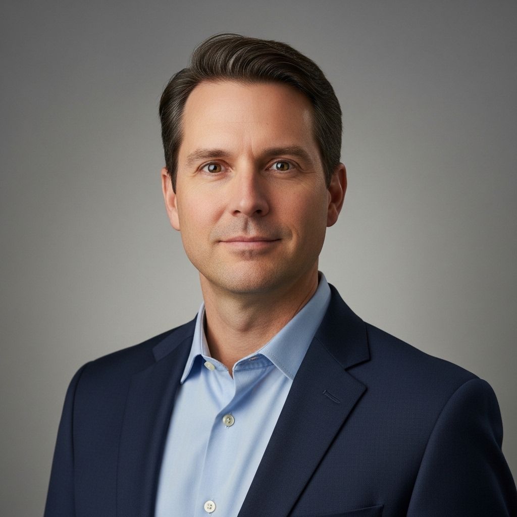 Мужчина около 40 лет в деловом стиле, уверенный взгляд, на нейтральном сером фоне — лицензированный психолог-консультант